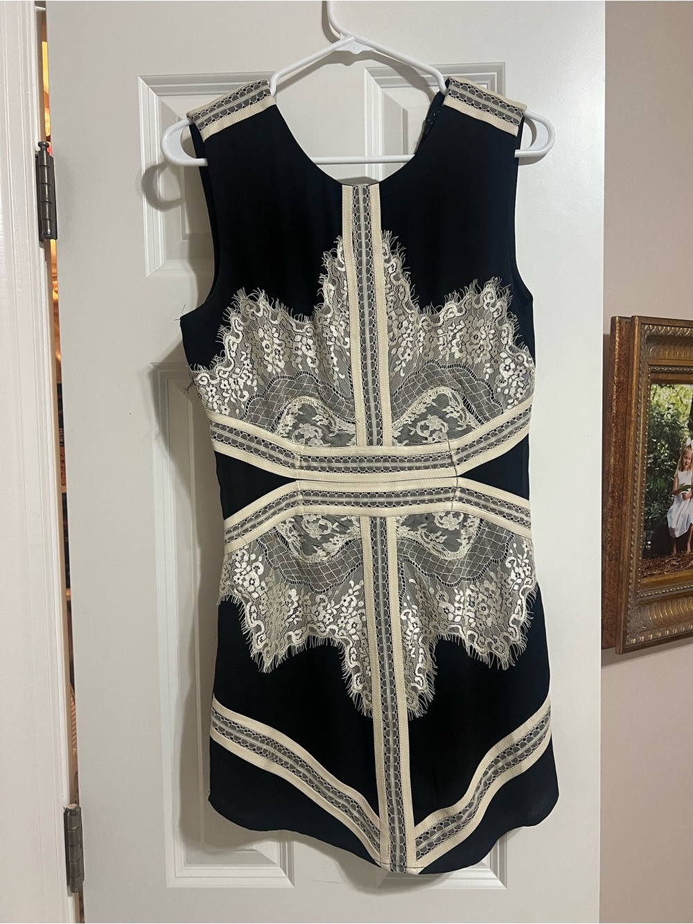 Black and cream cocktail Dress with Lace